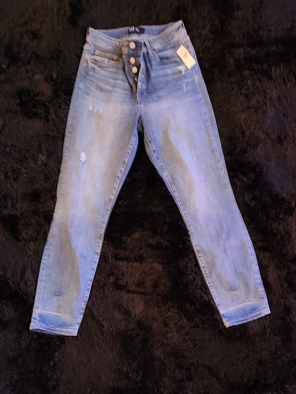 High-Rise Light Blue Women’s Curvy Leggings - Button Fly
